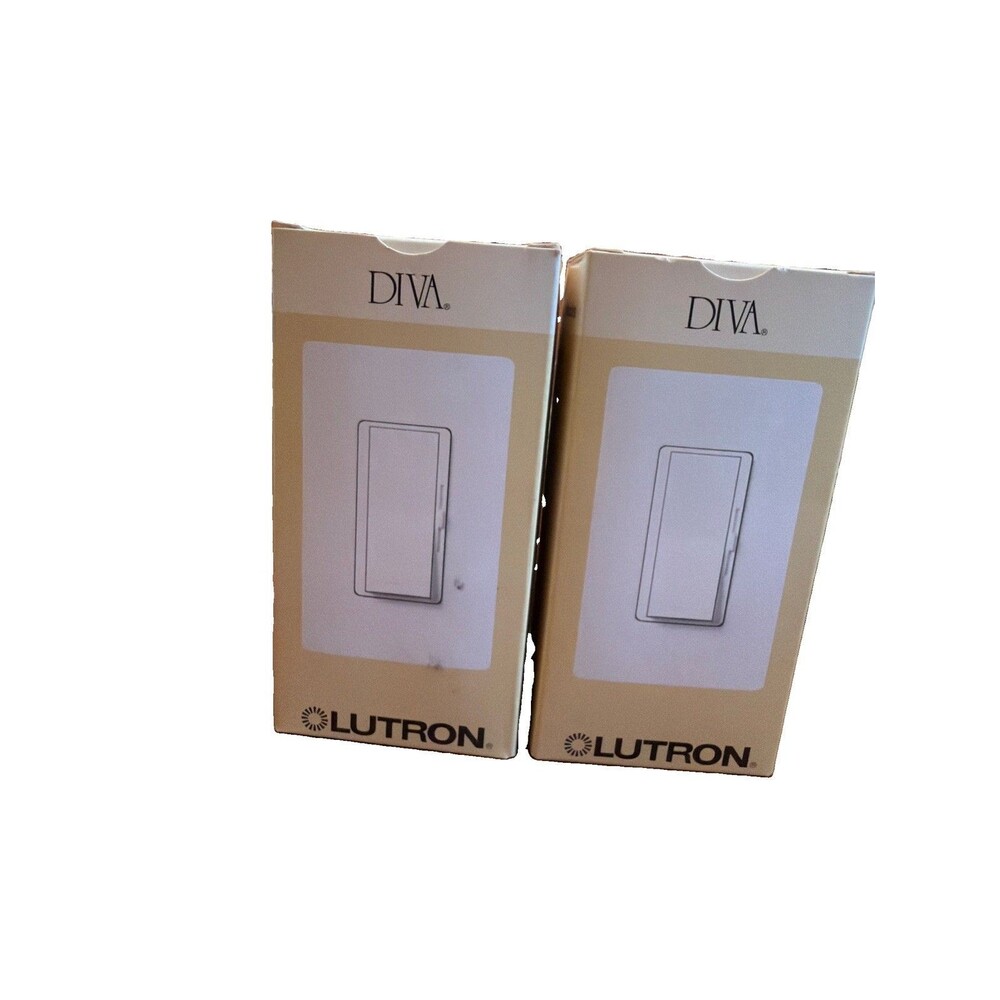2 Lutron Diva DV-600P-WH 600W Single Pole Preset Dimmer Switch White NEW in Box
